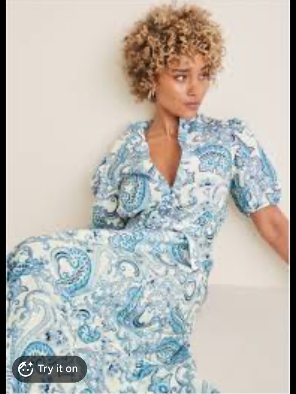 VENUS Blue and White Paisley Wrap Maxi Dress
